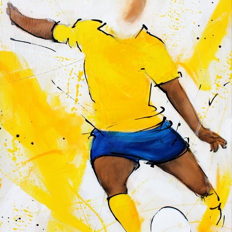 Art sport rugby : Peinture sur toile du buteur auvergnat de l'asm marquant 3 points aprés une pénalité réussie lors d'un match de rugby de TOP 14