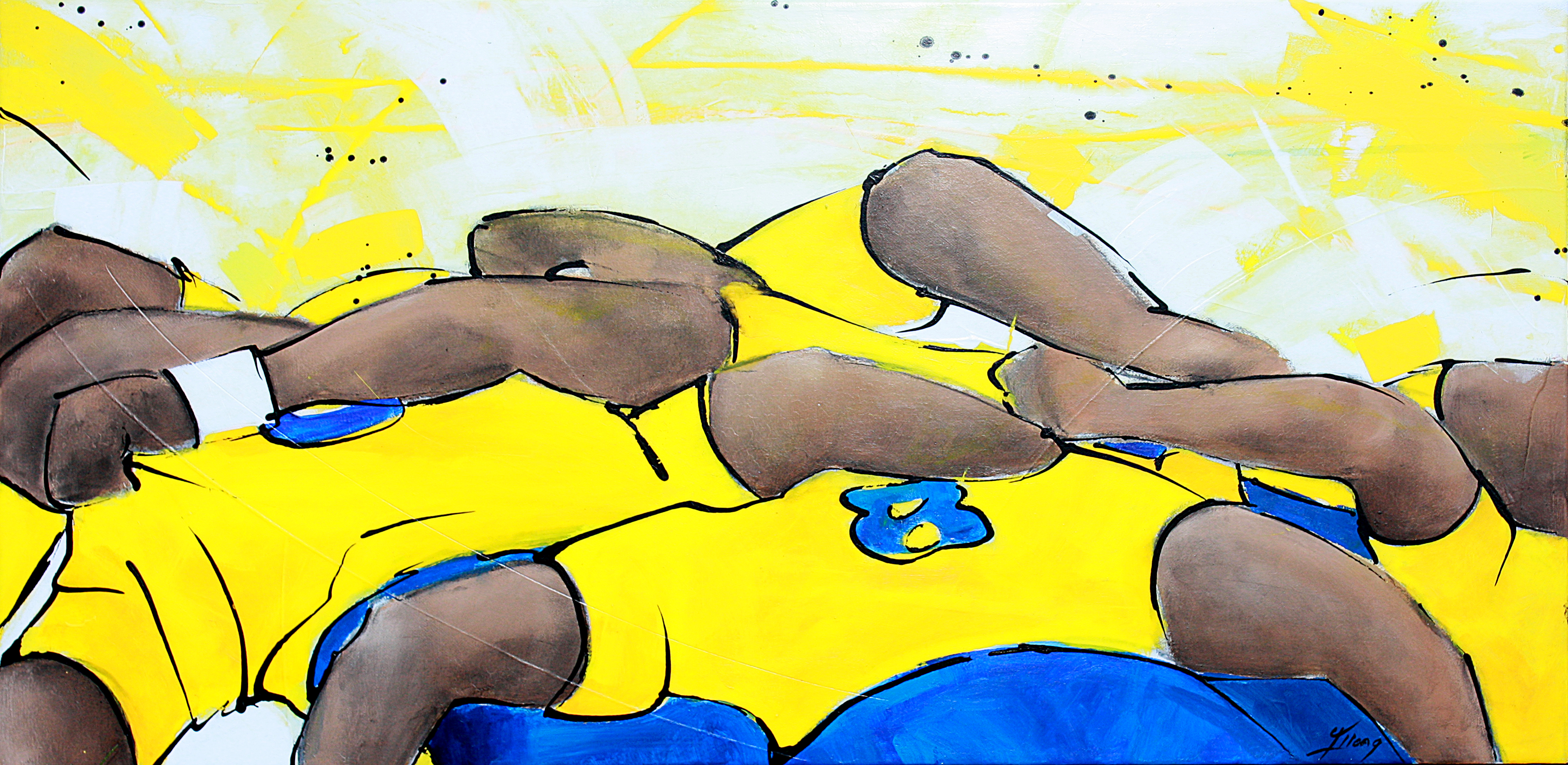 Art sport rugby : Peinture sur toile de la puissance collective de la mêlée de l'ASM
