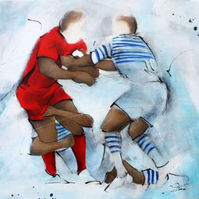 Art sport rugby : Peinture sur toile de la deuxième victoire consécutive du RCT en coupe d'Europe (Hcup) face aux Saracens
