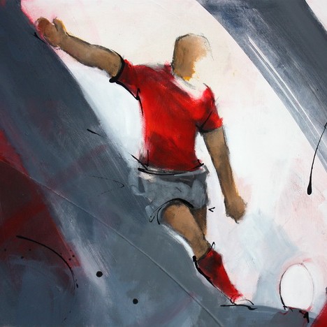 Art Sport Rugby : Peinture sur toile du joueur du RCT de légende Jonny Wilkinson lors d'une tentative de transformation au Stade Mayol
