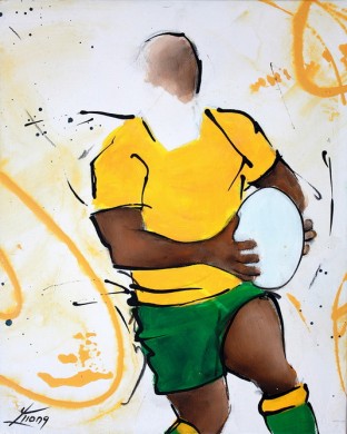Art sport rugby : peinture sur toile d'un rugbyman australien des Wallabies