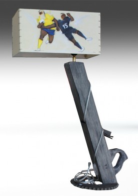 Artisanat art sport rugby : Lampe avec un abat jour sur le club de rugby de l'ASM
