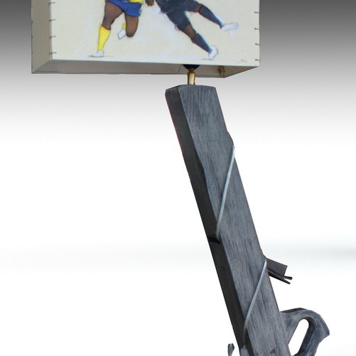 Artisanat art sport rugby : Lampe avec un abat jour sur le club de rugby de l'ASM