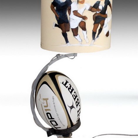 Artisanat art sport rugby : Lampe avec un abat jour sur le rugby
