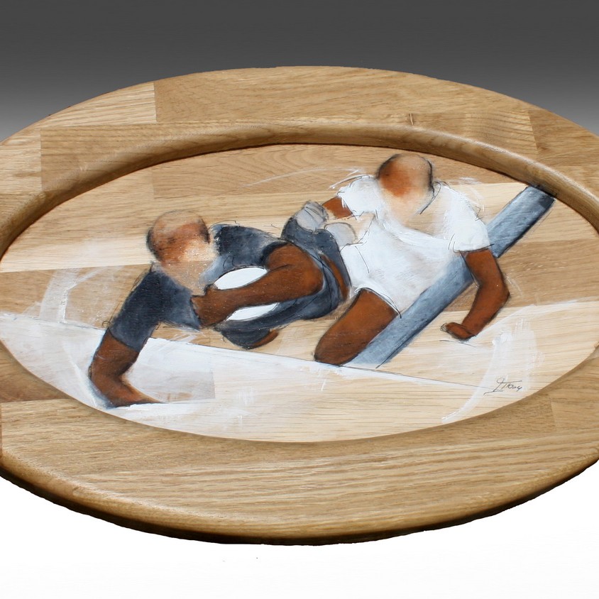 Artisanat art sport rugby : Cadre en bois sur le rugby