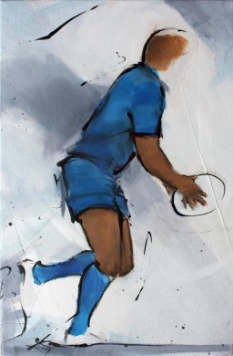 Art SPORT Rugby : Peinture sur toile d'un joueur de rugby du Castres olympique (CO)