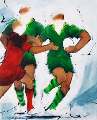 Art sport rugby : Peinture sur toile de la section paloise vs stade toulousain en top 14