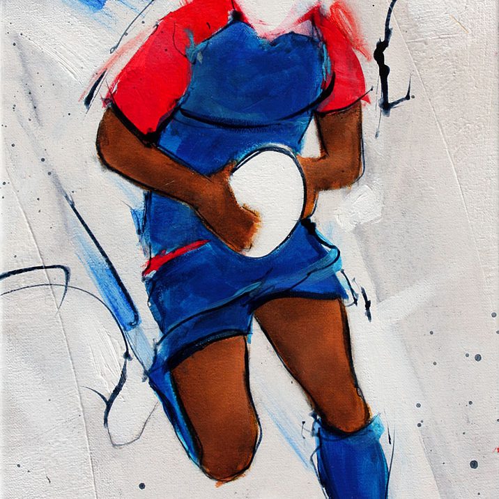 Tableau art sport rugby : Peinture sur toile FCG lors d'un match de TOP 14