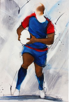 Tableau art sport rugby : Peinture sur toile du FCG lors d'un match de TOP 14