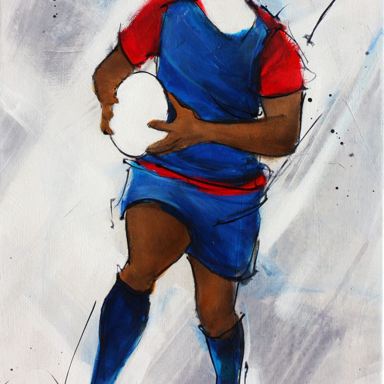 Tableau art sport rugby : Peinture sur toile du FCG lors d'un match de TOP 14
