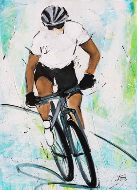 painting art sport cycling cycle: Painting on canvas - mountain biking