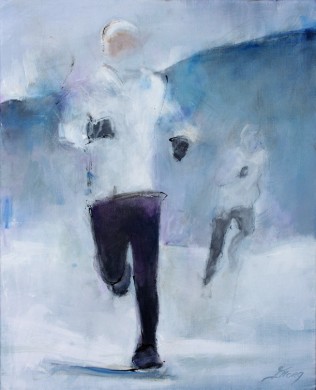 Art sport running trail : Trail runner painting on canvas
