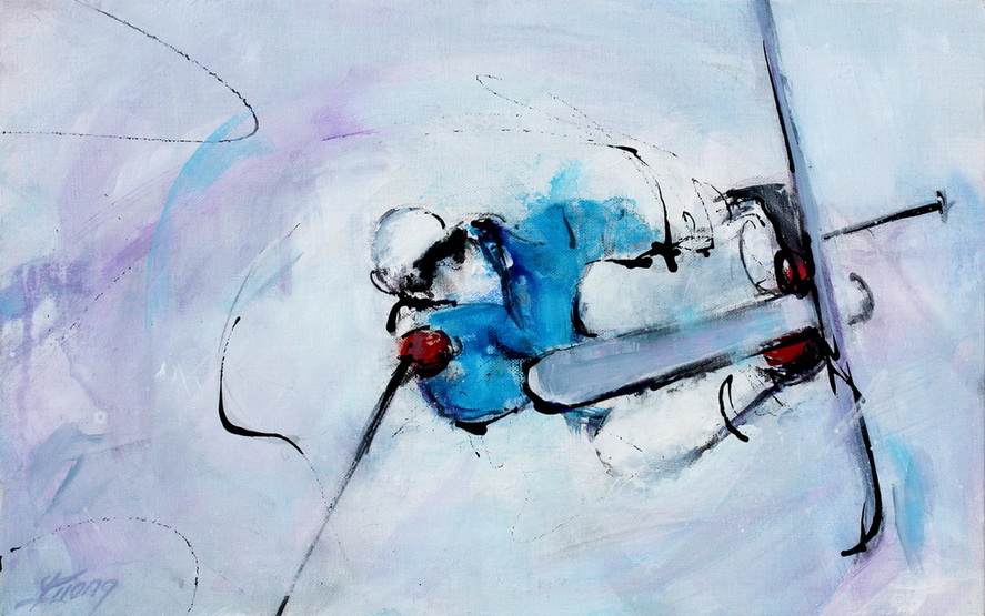 Art : Peinture sur toile sur le ski extrême