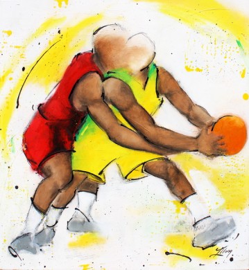 Art rteam sport basketball: Painting on canvas on basketball