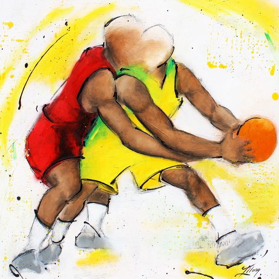 Art rteam sport basketball: Painting on canvas on basketball