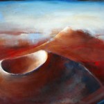 Tableau Art Paysage : Peinture sur toile des volcans Puy Pariou et Puy de Dome dans la chaine des puys en auvergne prés de Clermont Ferrand dans le massif central