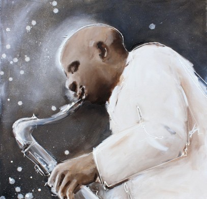 tableau Art Musique Jazz musicien : Peinture sur toile d'un saxophoniste talentueux
