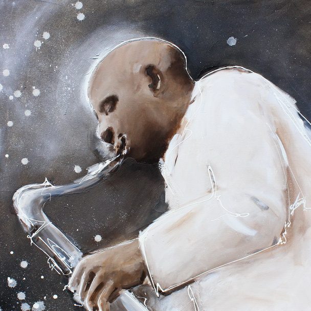 tableau Art Musique Jazz musicien : Peinture sur toile d'un saxophoniste talentueux
