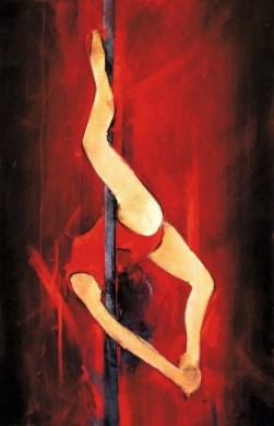 Art Danse : Peinture sur toile des acrobaties d'une danseuse de pole Dance