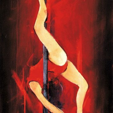 Art Danse : Peinture sur toile des acrobaties d'une danseuse de pole Dance