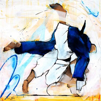 Judo sport artwork: Painting on canvas about judo