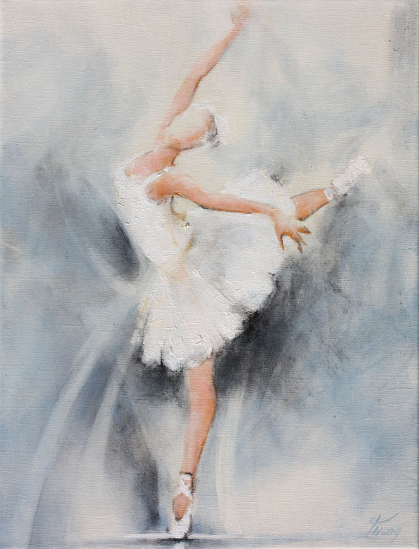 Tableau Art ballet danse classique : Peinture sur toile d'une danceuse de ballet