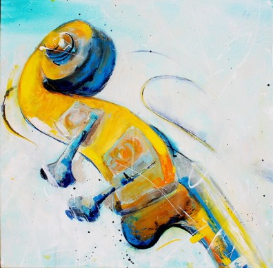 Tableau Art Musique musicien : Peinture sur toile d'une contrebasse en gros plan