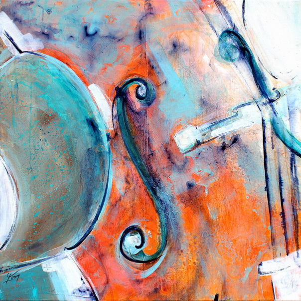 tableau Art instrument Musique : Peinture sur toile d'un violon Stradivarius en gros plan