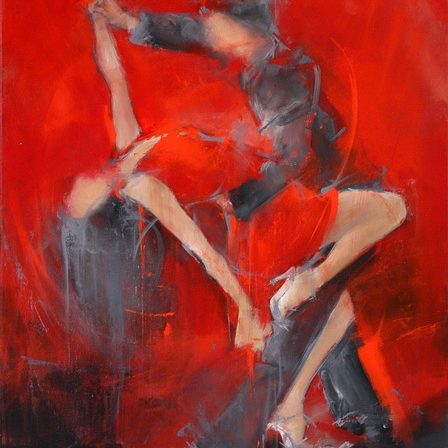 Tableau Art Danse : Painting on canvas of a couple sensually dancing the Argentine tango