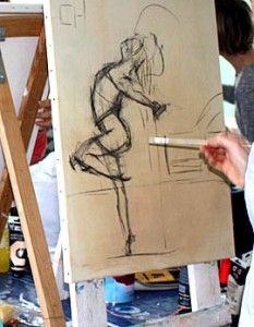 stage de peinture du mouvement animé par Lucie LLONG, artiste peintre en mars 2017 dans le Puy de Dôme en Auvergne