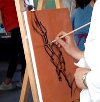 stage de peinture du mouvement animé par Lucie LLONG, artiste peintre en mars 2017 dans le Puy de Dôme en Auvergne