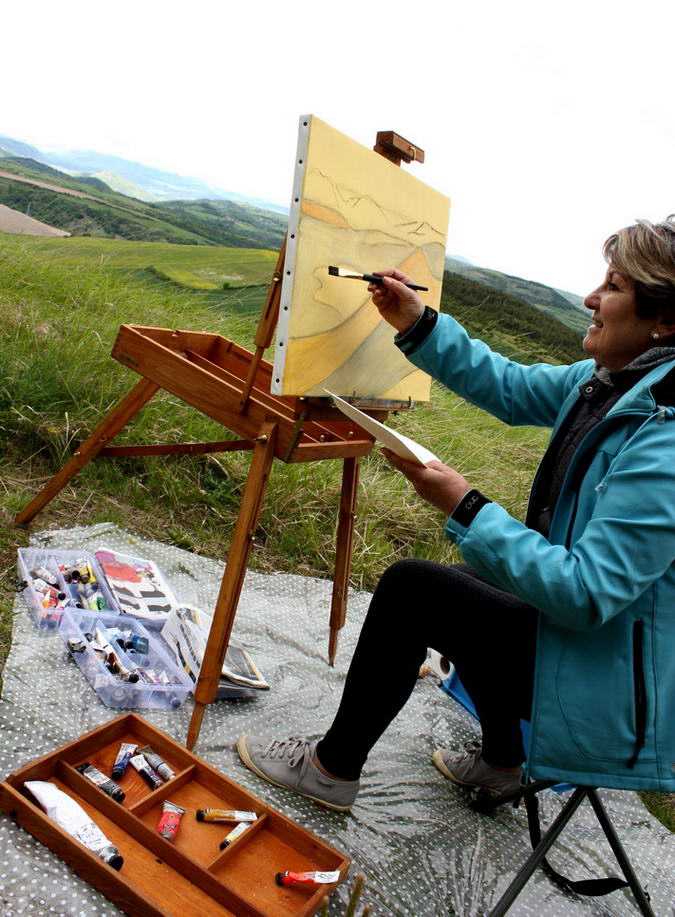Les photos du stage de peinture sur le motif (en extérieur) animé par Lucie LLONG, artiste peintre sur les volcans auvergnats du puy de dome en Auvergne