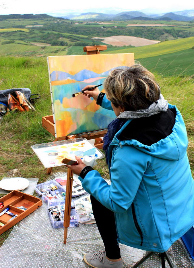 Les photos du stage de peinture sur le motif (en extérieur) animé par Lucie LLONG, artiste peintre sur les volcans auvergnats du puy de dome en Auvergne