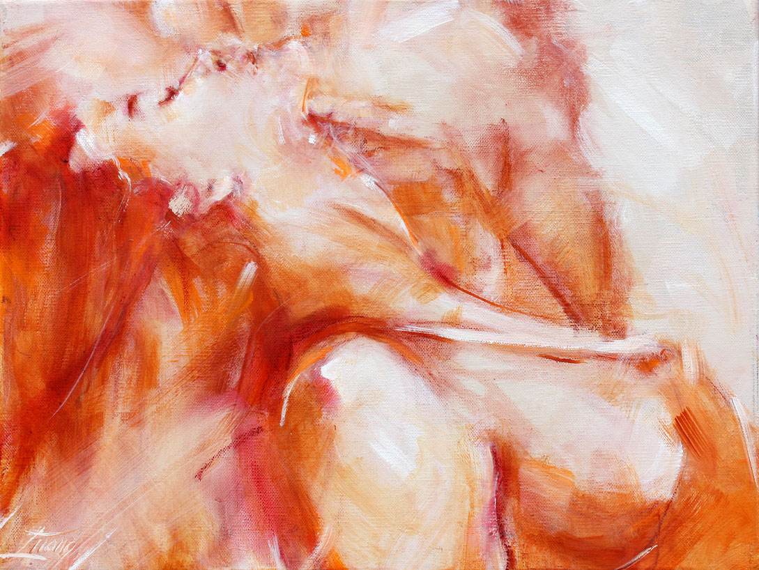 Art love passion painting canvas : trust and sensuality for this in love and naked couple 