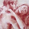 Love art painting on canvas : passion for a sensual couple kissing