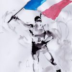 art peinture sport de glisse biathlon Jeux olympiques d'hiver Médaille d'or Pyeongchang JO 2018 :La victoire de Martin Fourcade en biathlon (Poursuite)