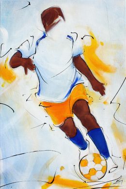 Soccer painting : artwork of a soccer player on canvas