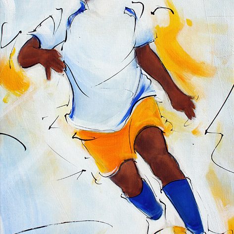 Soccer painting : artwork of a soccer player on canvas