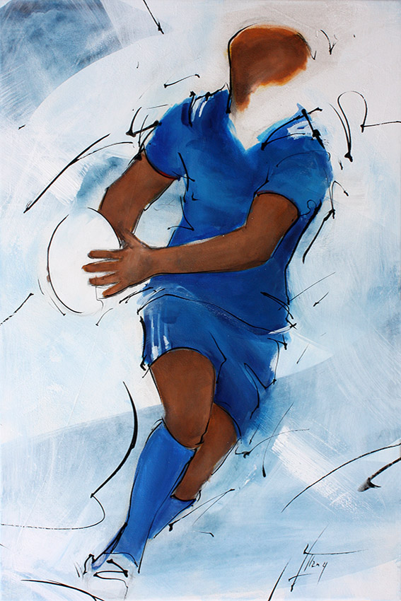 Art painting sport rugby : six nations rugby player painting on canvas