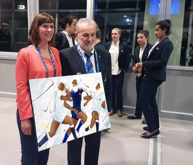 article_la_montagne_22mars2018_lucie_llong_exposition_rugby_stade_des_alpes article exposition de peinture rugby stade des alpes grenoble tournoi des 6 nations 2018 France Angleterre