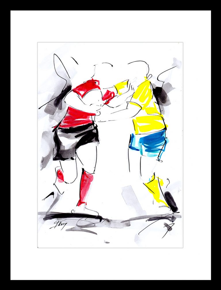 art_peinture_sport-lavis-encre_rugby_ASM_RCT_1