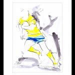 art tableau peinture à l'encre sport rugby asm aurélien rougerie arvernes de lutece