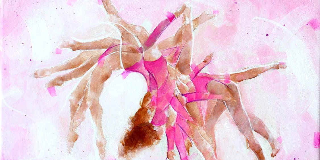 Gymnastic sport canvas painting by Lucie LLONG, artist of movement