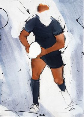 art  artwork sport : rugby painting on canvas during a game at Eden Park with all blacks