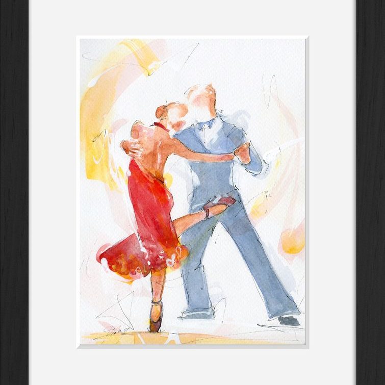 Peinture art et danse à l'aquarelle : le tango sensuel d'un couple de danseurs