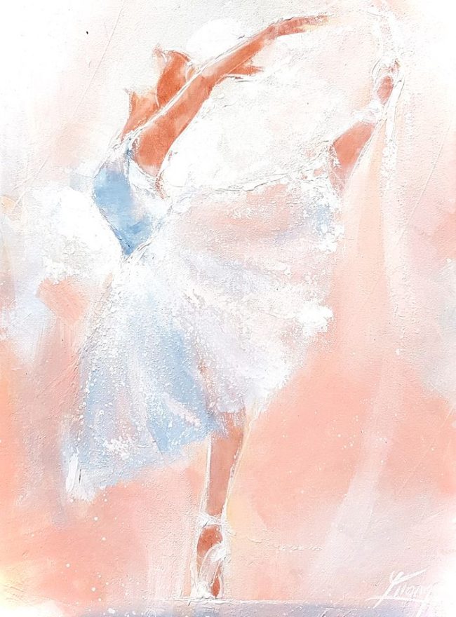 Dance and ballet painting on canvas by Lucie LLONG, sport and dance painter