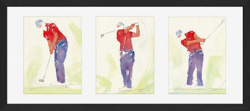 art peinture aquarelle cadre golf