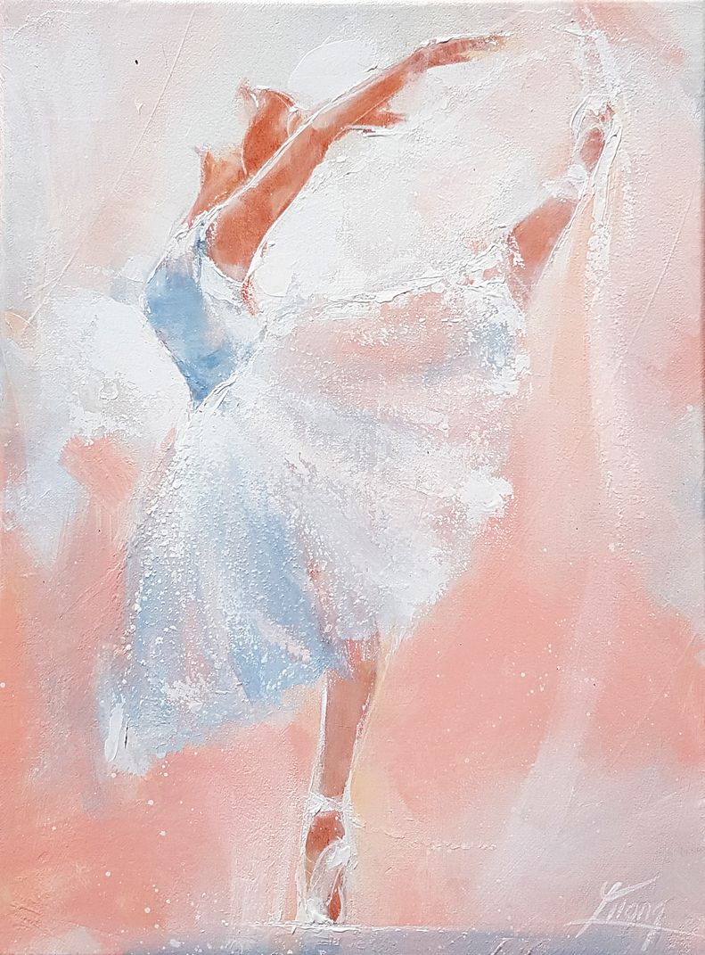Dance ballet art painting on canvas : the swan lake on stage