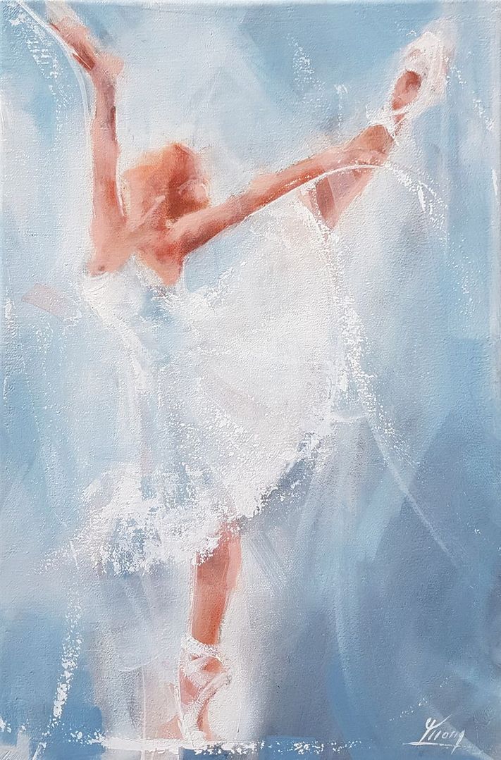 Dance and ballet art painting on canvas : elegant dancer on stage