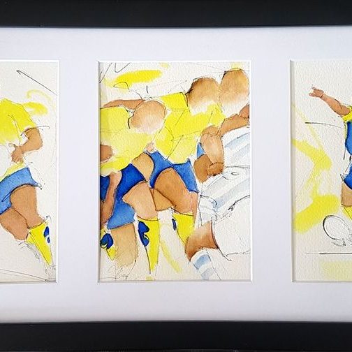 art painting watercolour sport rugby: Match day between ASM Clermont Auvergne and Racing